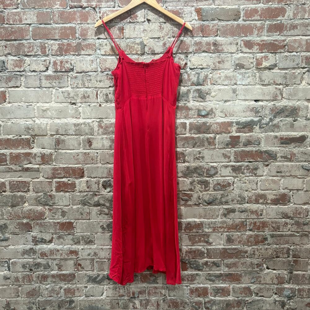 Reformation Cassandra Cherry Red‎ Midi Ruffle Dress Size 8 - Picture 13 of 13